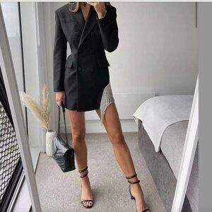 ZARA Limited Edition Black Blazer Dress Jewel